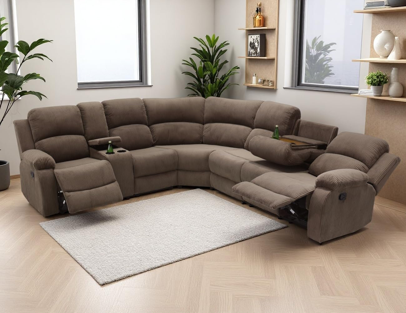 3-Piece Upholstered Living Room Reclining Sectional Sofa Set