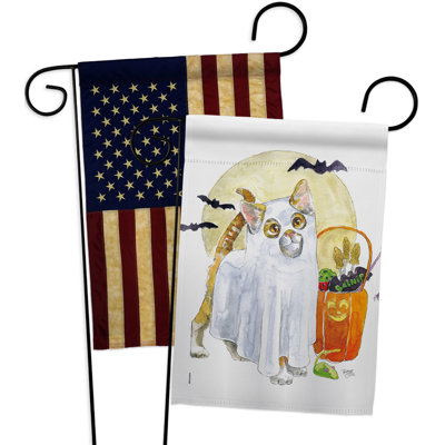 Drapeau de jardin en polyester 18,5 x 13 po Ghost Cat