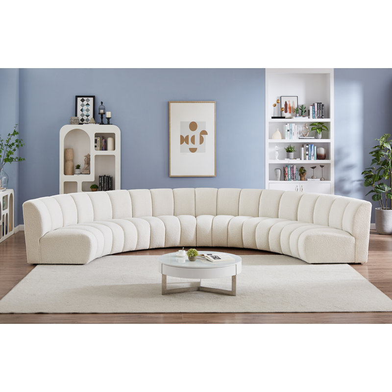 Canapé modulaire de coin Infinity, Tissu crème bouclé