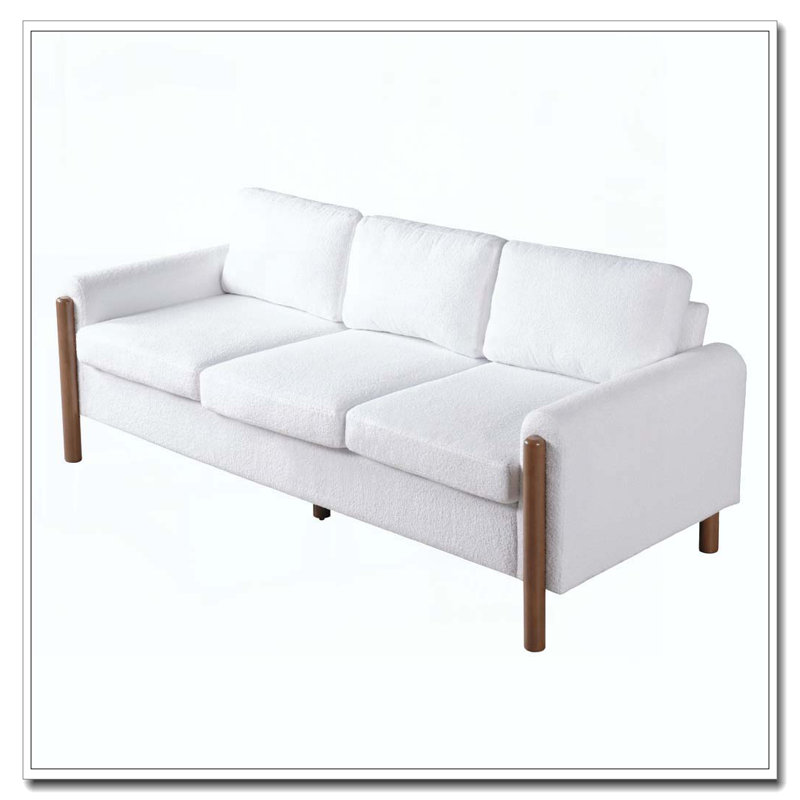 Teddy Velvet 83.86" 3-Seater Sofa, Cream White