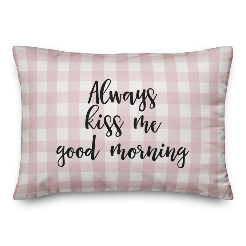  Coussin décoratif "Always Kiss Me Good Morning", Noir / rose
