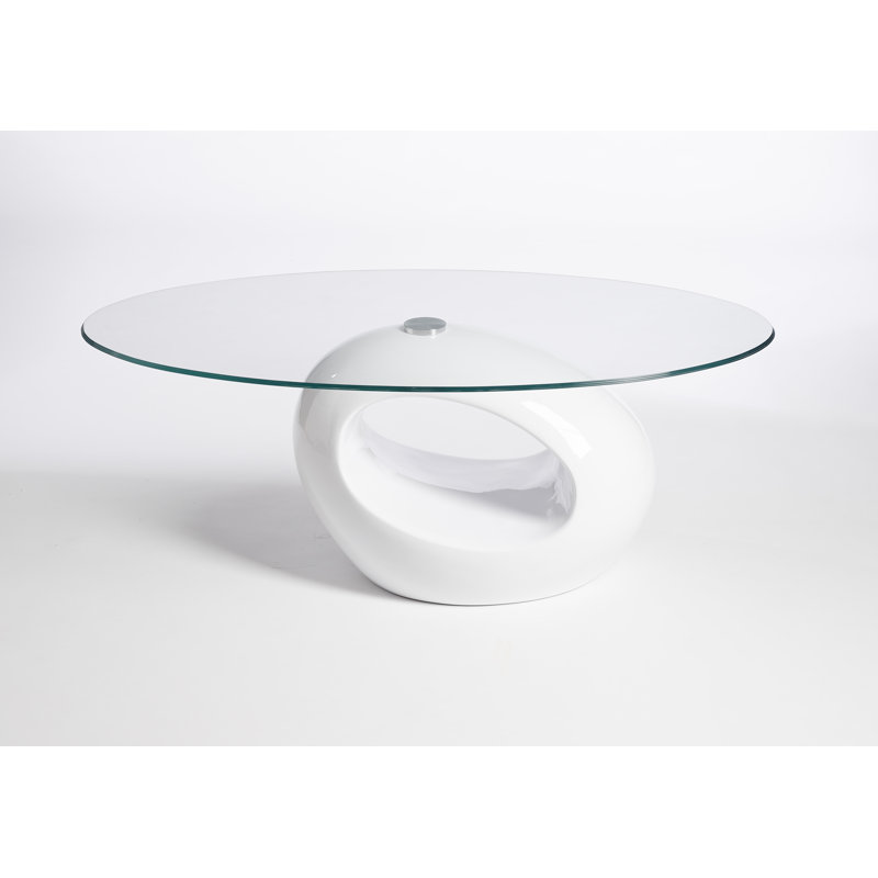 Aleshire Solid Coffee Table with Storage, Clear, White