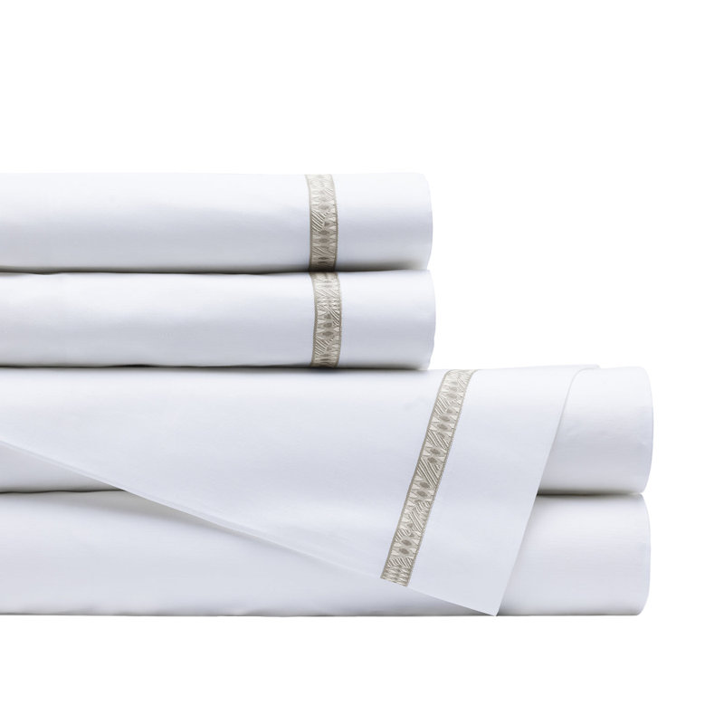 Fiji Sateen Sheet Set, King, White/Natural