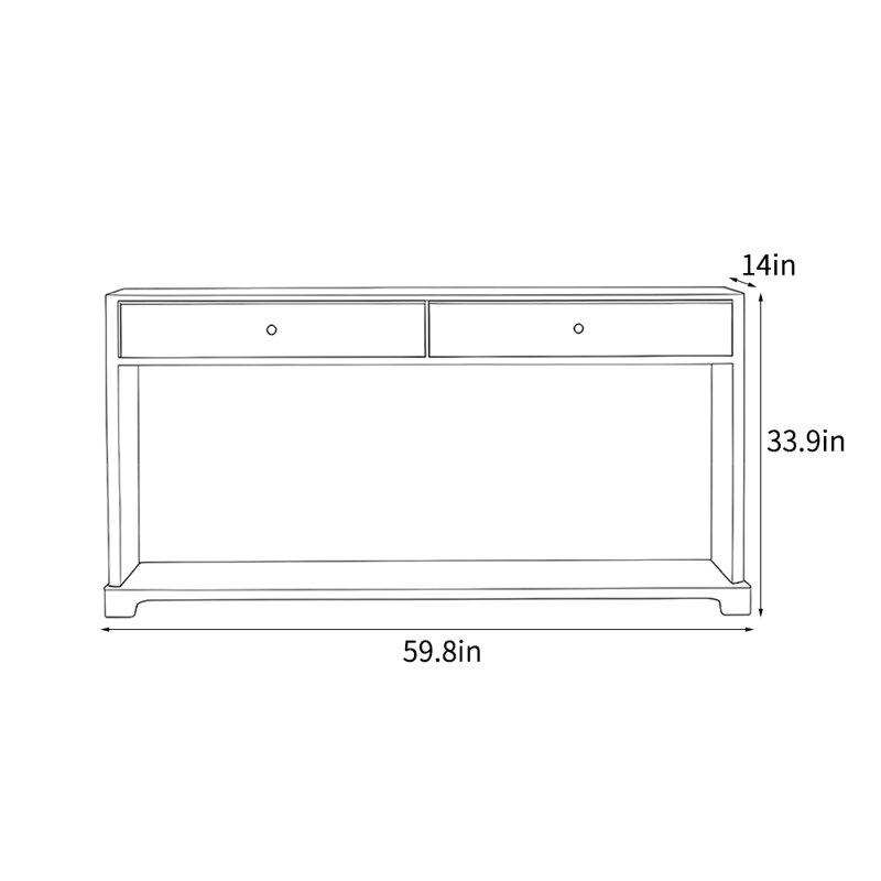 Console rétro style français, H 33,9 po x l 59,8 po x P 14 po, Noir