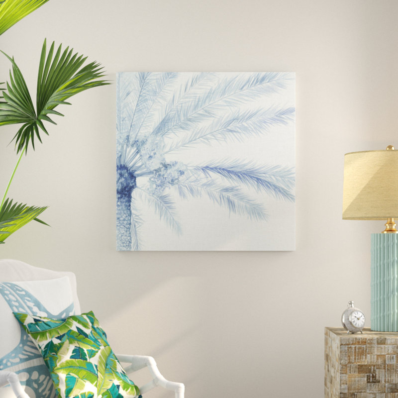 «Chambray Palms II», peinture sur toile, H 36 po x l 36 po