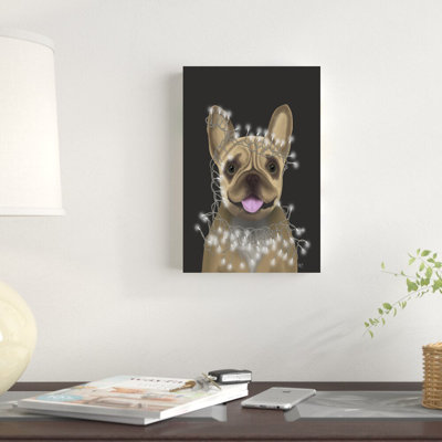 «French Bulldog, Christmas Lights 2» par Fab Funky - impression sur toile tendue