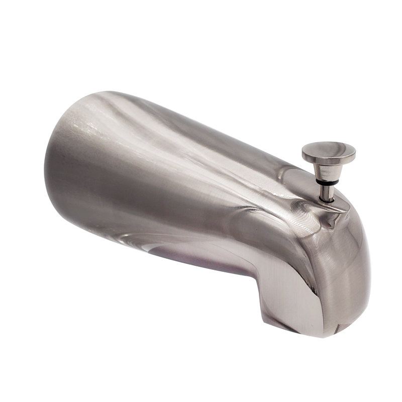 5-1/2" Reach Brass Wall Mount Tub Spout with Nose Diverter, Satin Nickel