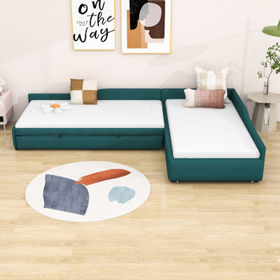 Aylenne Twin Size Upholstered Daybed with Trundle and Drawer
