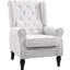 Élégant fauteuil, blanc crème, rehausse l'esthétique de la pièce - Fauteuil à boutons de couleur, pieds carrés, pour la vie