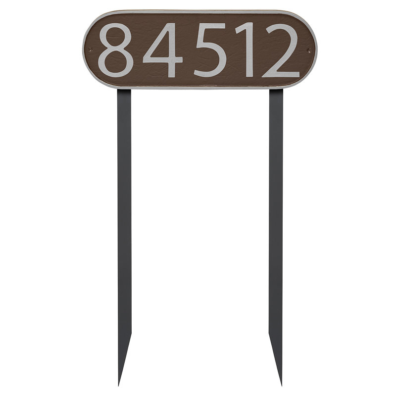 Enseigne d’adresse pour pelouse sur 1 ligne, Cuivre, Argent, Oui