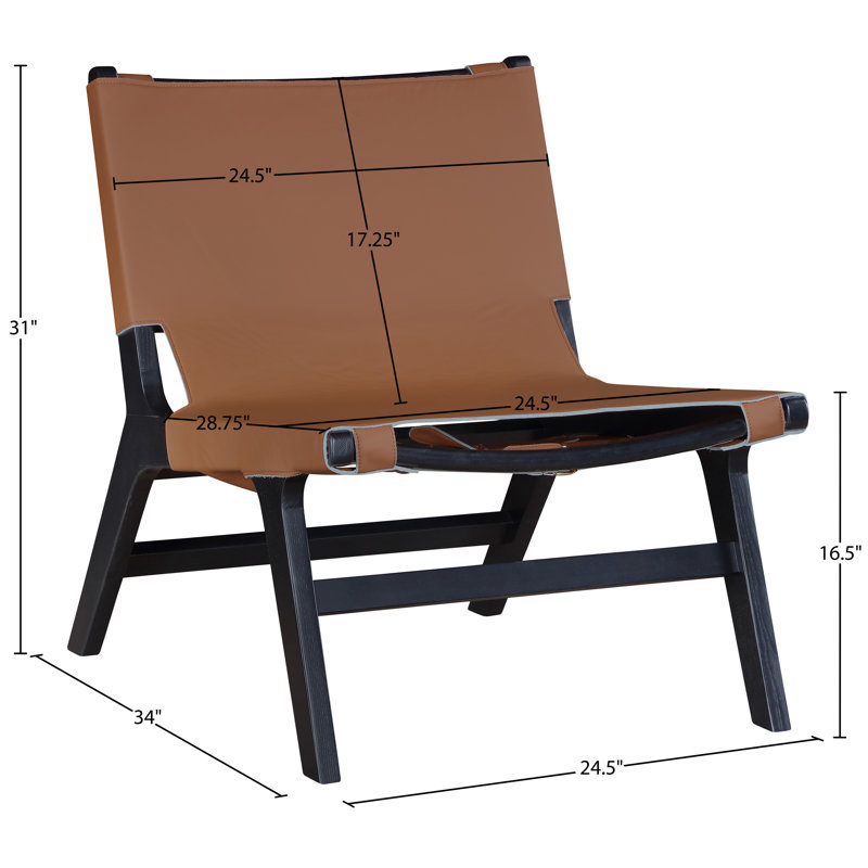 Fauteuil d'appoint en cuir Rawlins, Cuir cognac végétalien, Noir