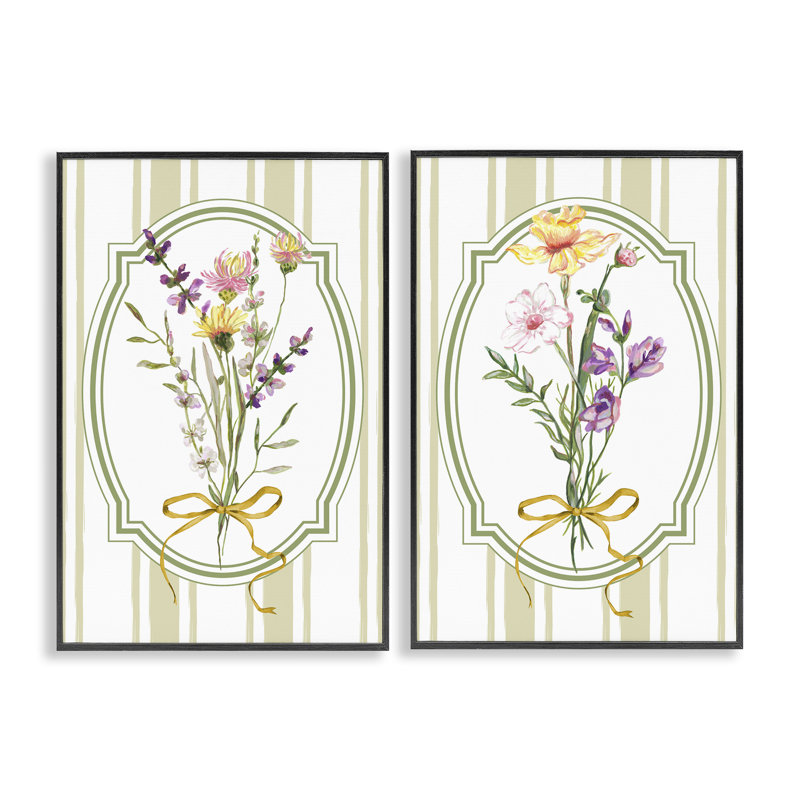 Ensemble de giclées encadrées 2 pièces Wildflower Bundles, par Adonna Ebrahimi, H 18 po x l 12 po