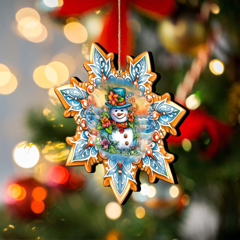 Snowman Snowflake Wooden Ornaments By G. Debrekht