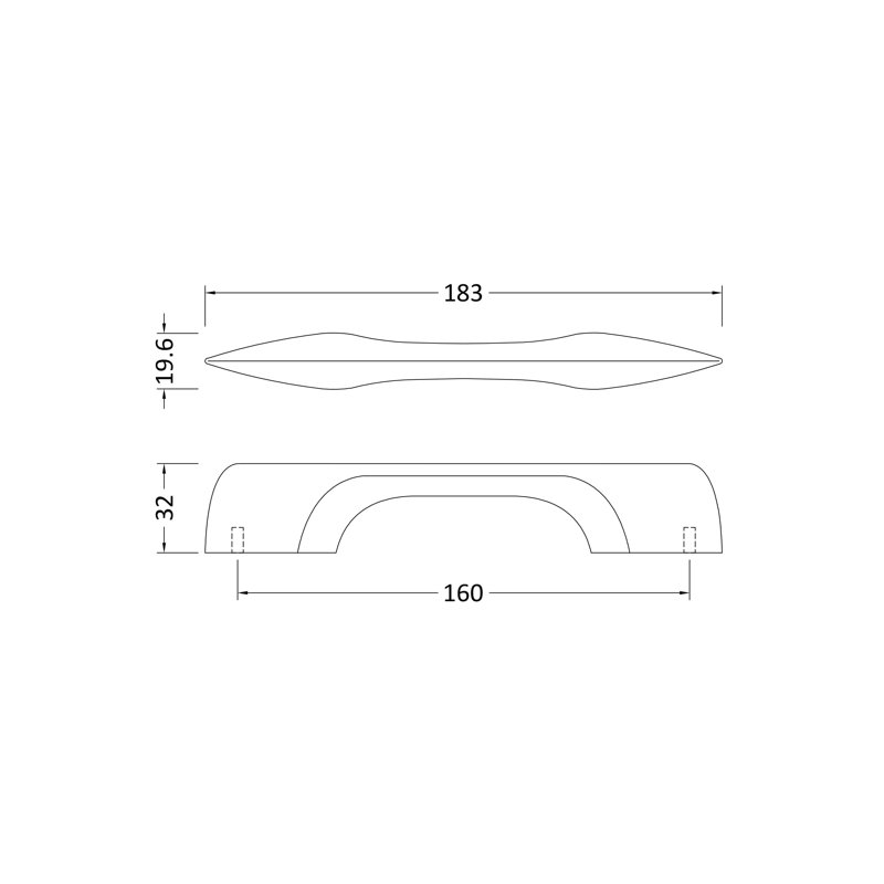 D Shaped 16cm Centre Bar Handle, Matt Black