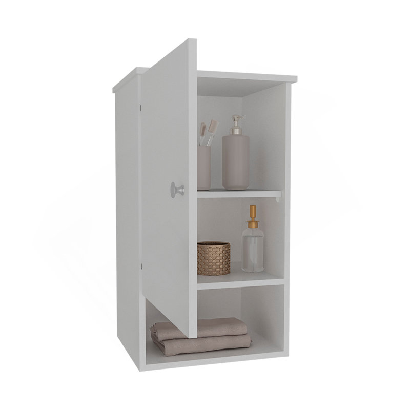 Armoire à pharmacie de 28 po de haut Bathbi avec deux tablettes intérieures et une tablette ouverte, Blanc