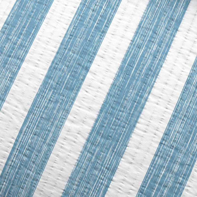 Coastal Striped Reversible Quilt Set with Shams, Blue, Twin/Twin XL Quilt + 1 Sham