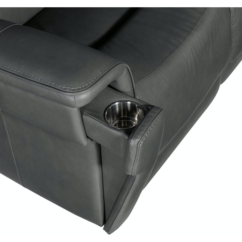 MS 89.5" MS Armless Power Recliner Sofa, Cuir véritable gris