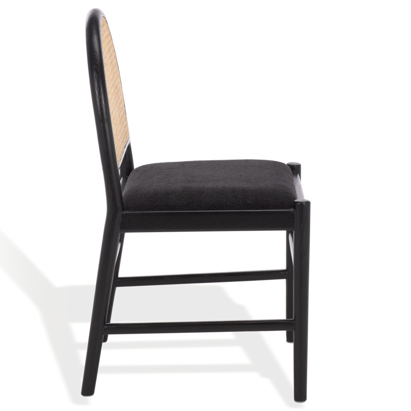Laylie Leather Upholstered Dining Chair, Black Boucle, Black