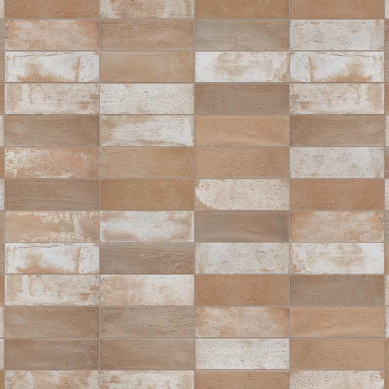 Kings Mud 8" x 16" Ceramic Vintage Subway Wall Tile, Beige