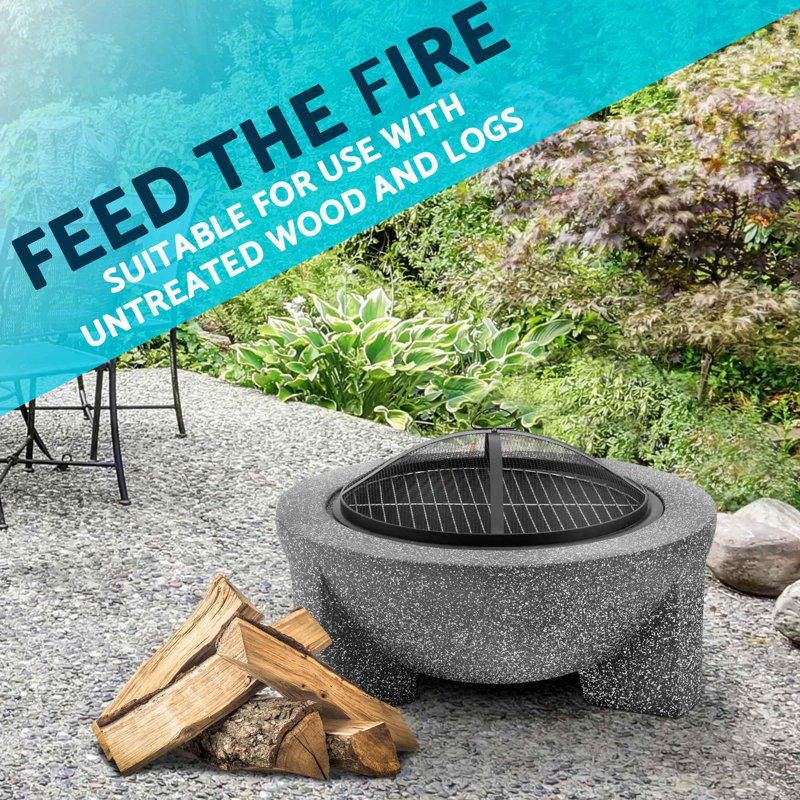 Andols Round Wood Burning Smokeless Fire Pit, Dark Grey 