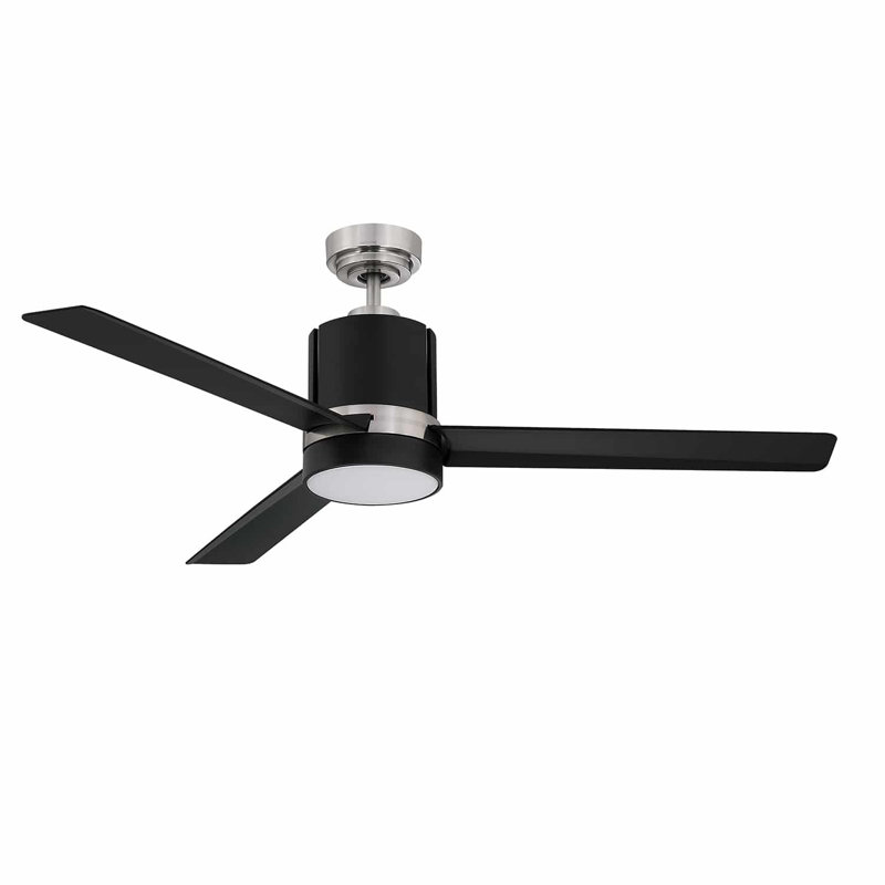 Ventilateur de plafond ALLURE 52 en nickel satiné avec ensemble d'éclairage à DEL - 3 pales, télécommande, élégant et efficace
