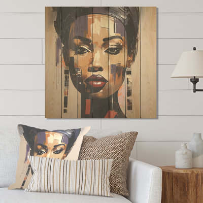 Portrait d'une femme Yoruba - paysage urbain sur bois