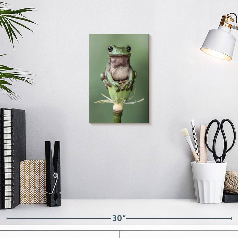 Brampt Frog On A Lotus Flower, 12" H x 8" W