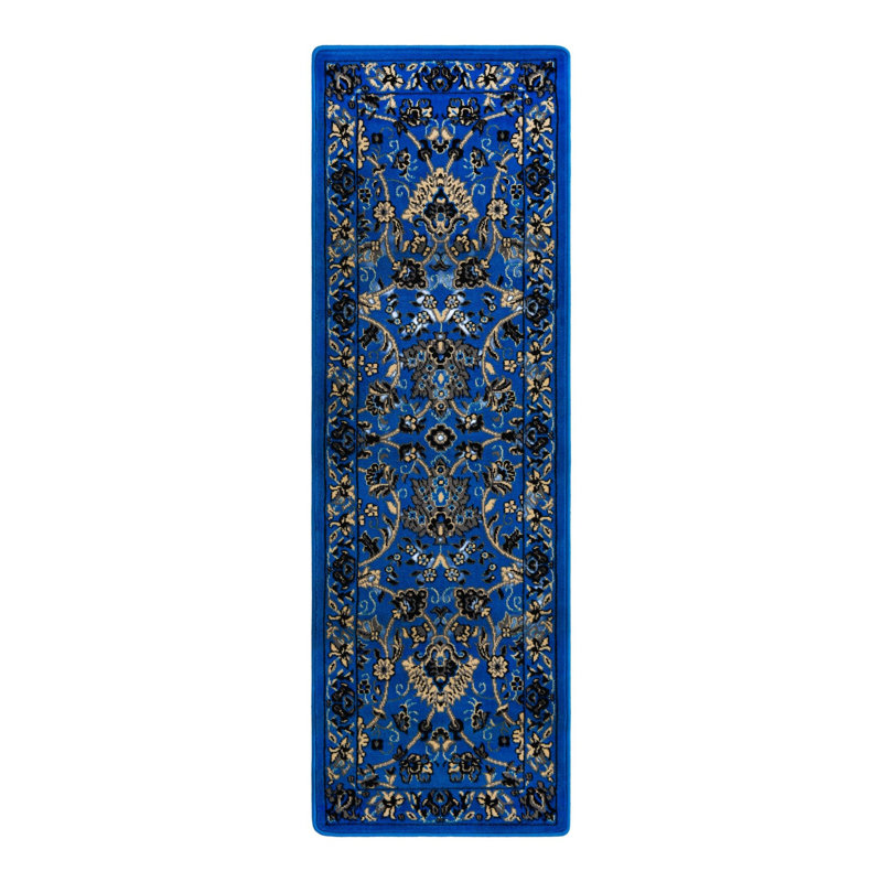 Tapis bleu vif Hanan, Tapis de couloir 2 pi x 6 pi 1 po, Bright Blue