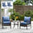 4 Piece Blue Outdoor Patio Chair Cushion Set, Uv Fade Resistant Seat And Backrest Replacement Pads-196835837