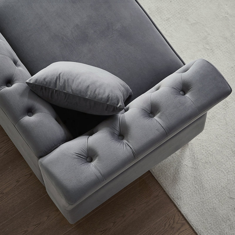 Canapé capitonné en velours 60,2 po, Gris