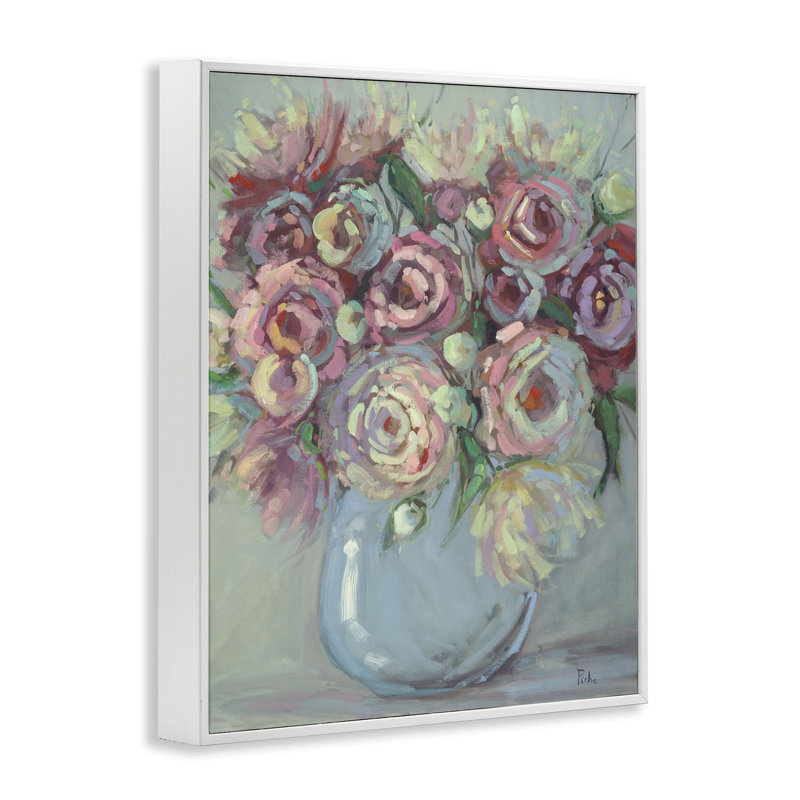 Vase pivoine bleue, giclée encadrée, design par Vanessa Piche, H 14 po x l 11 po