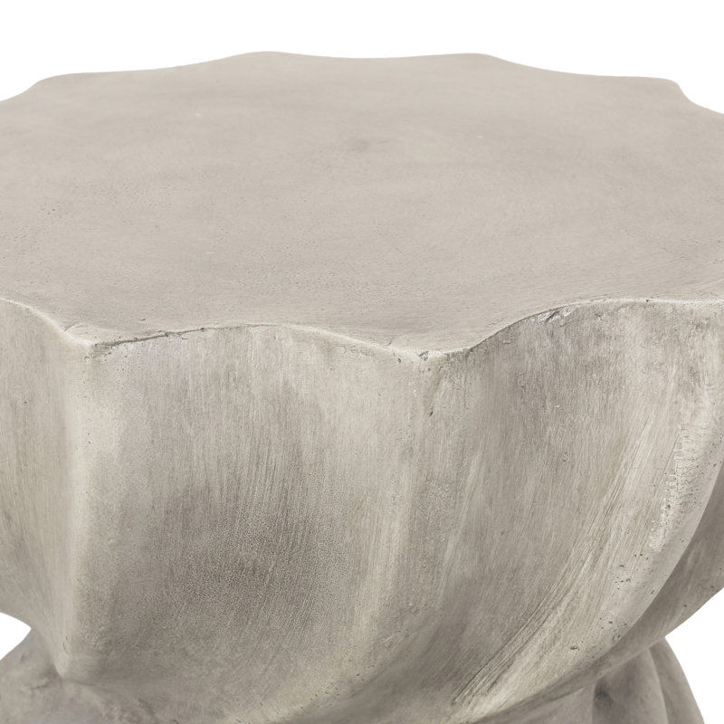 Table d'appoint - Outdoor Living Essential. Style de béton léger, oxyde de magnésium gris, 14 po x 14 po x 18,5 po, plateau de table brillant de 16,99 lb, forme de cour distincte, objet en béton