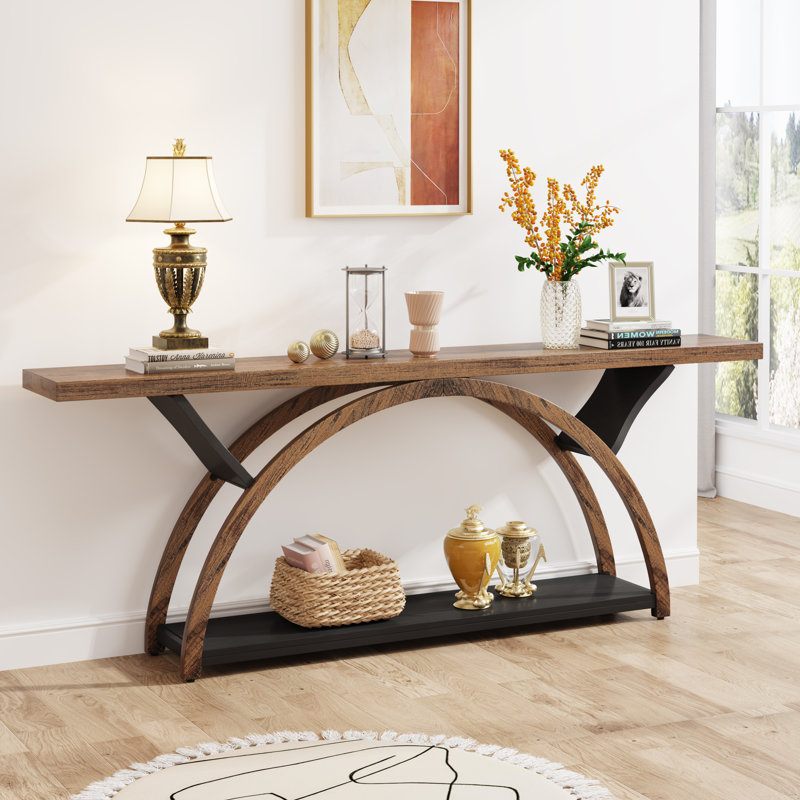 Jaival 70.86'' Console Table Sofa Table, Brown