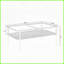 Table basse contemporaine en verre trempé gris avec pieds en métal blanc, facile à nettoyer et amp; Capacité de 220 lb-121049110