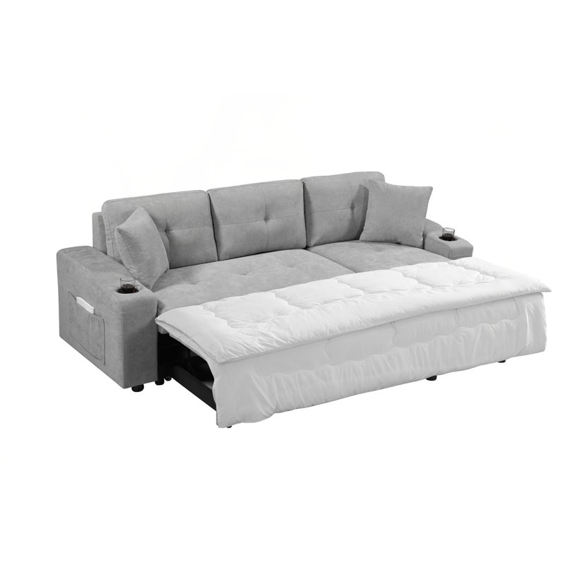 90.5" L Shaped Sectional Sofa, Light Gray