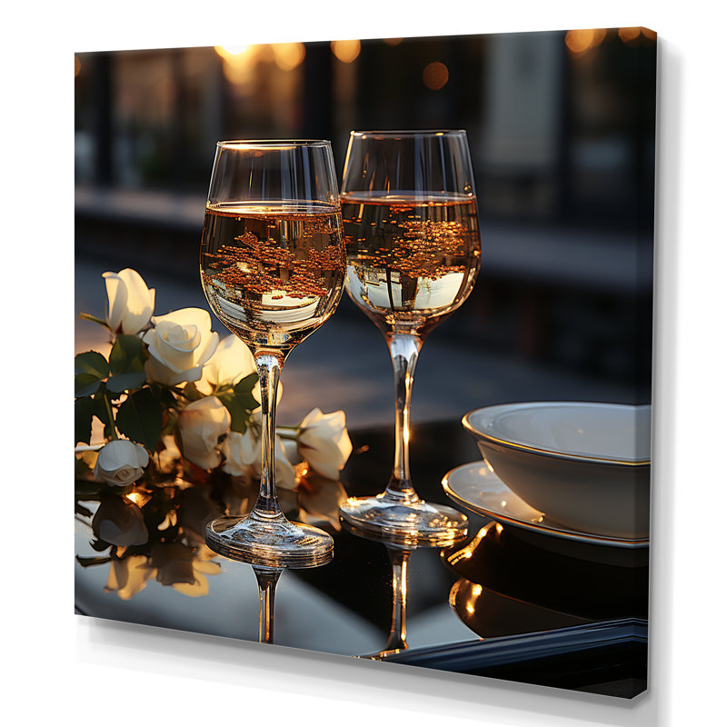 Toile réfléchissante I - vin et champagne, impressions sur toile, Toile tendue, H 24 po x l 24 po x P 1 po