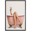 Œuvre rose, baignoire et martini glamour, images de salle d'eau, impression sur toile encadrée-132063961-132063966