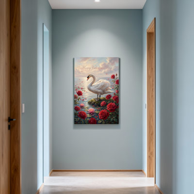 Valentine's Day Swan Roses Water Sky Valentine Day Love Beauty