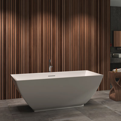 Pulau 64" x 34" Freestanding Soaking Solid Surface Bathtub