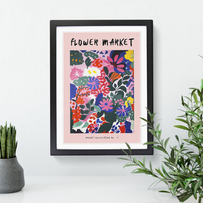 Pink Flower Market Exhibition No.4 - Single Picture Frame Print on Wood