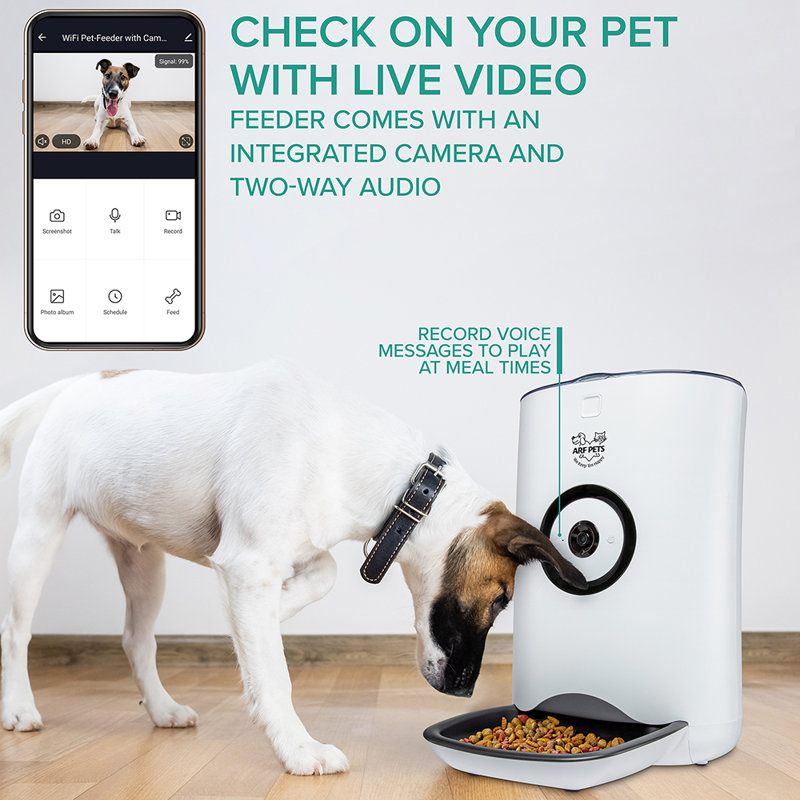 White Wi-Fi Automatic Pet Feeder with Camera