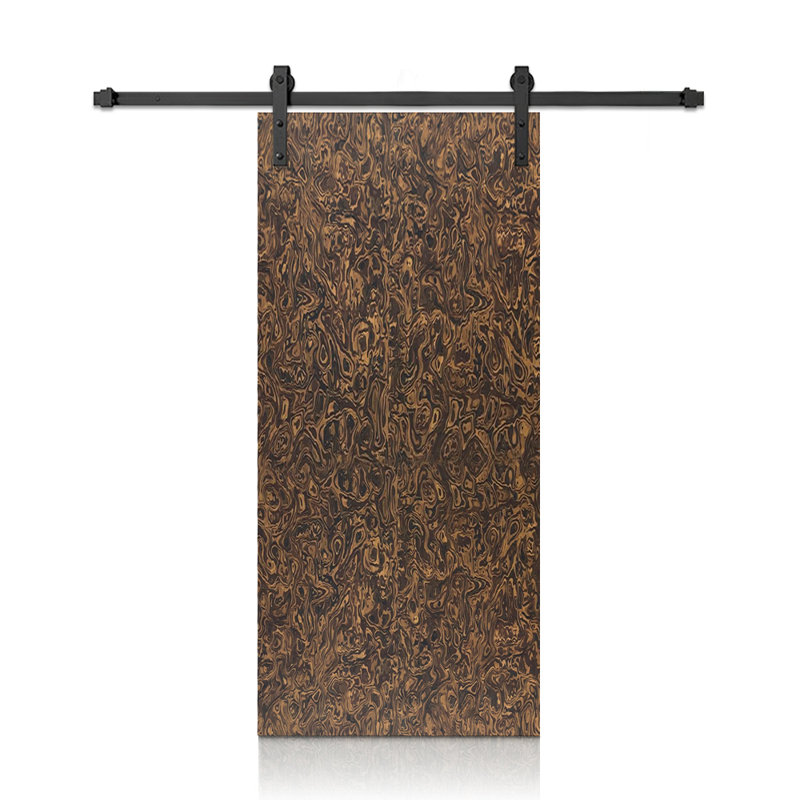 Porte de grange coulissante intérieure en placage creux espresso, 32 po x 84 po