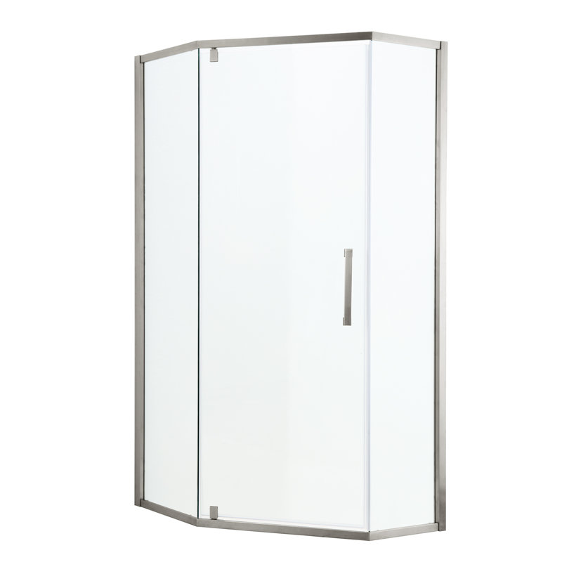 Enceinte de porte de douche en nickel brossé, 34 1/8 po x 72 po, semi-anglaise - look de salle de bain sophistiqué