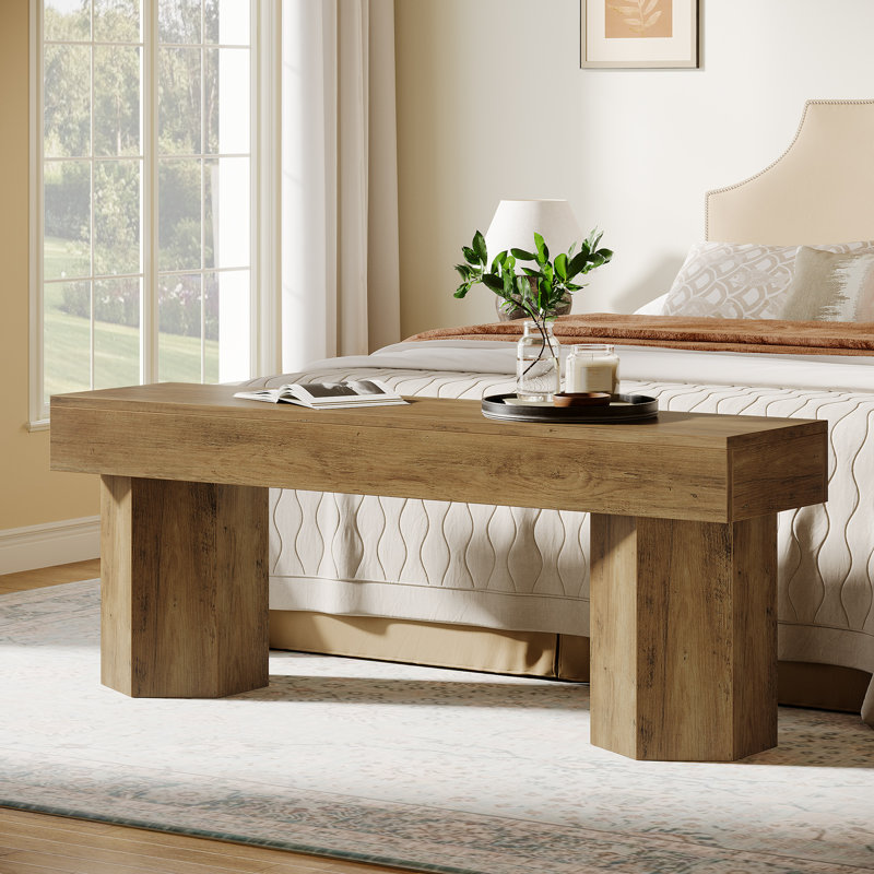 41" Farmhouse Wooden End Of Bed Bench