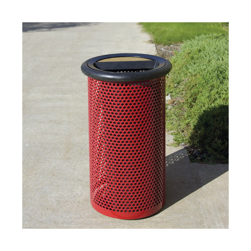 Poubelle en acier 10 gallons, Rouge / noir