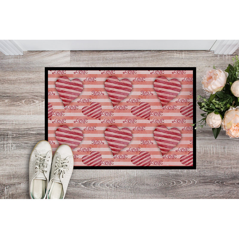 Tapis d'extérieur antidérapant Schofield, Rouge, Rectangle 1 pi 6 po x 2 pi 3 po