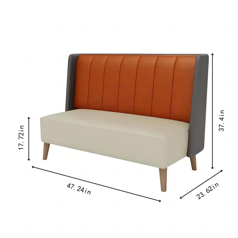 Ensemble de 2 banquettes restaurant en similicuir, Orange / gris / beige