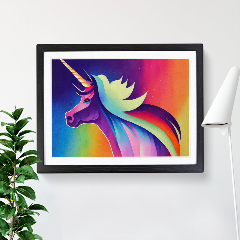 Beautiful Unicorn Abstract - Framed Print, Black Framed, 46cm H x 64cm W x 2cm D