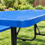 Table de pique-nique rectangulaire en acier de 6 pieds avec trou pour parasol, bleu