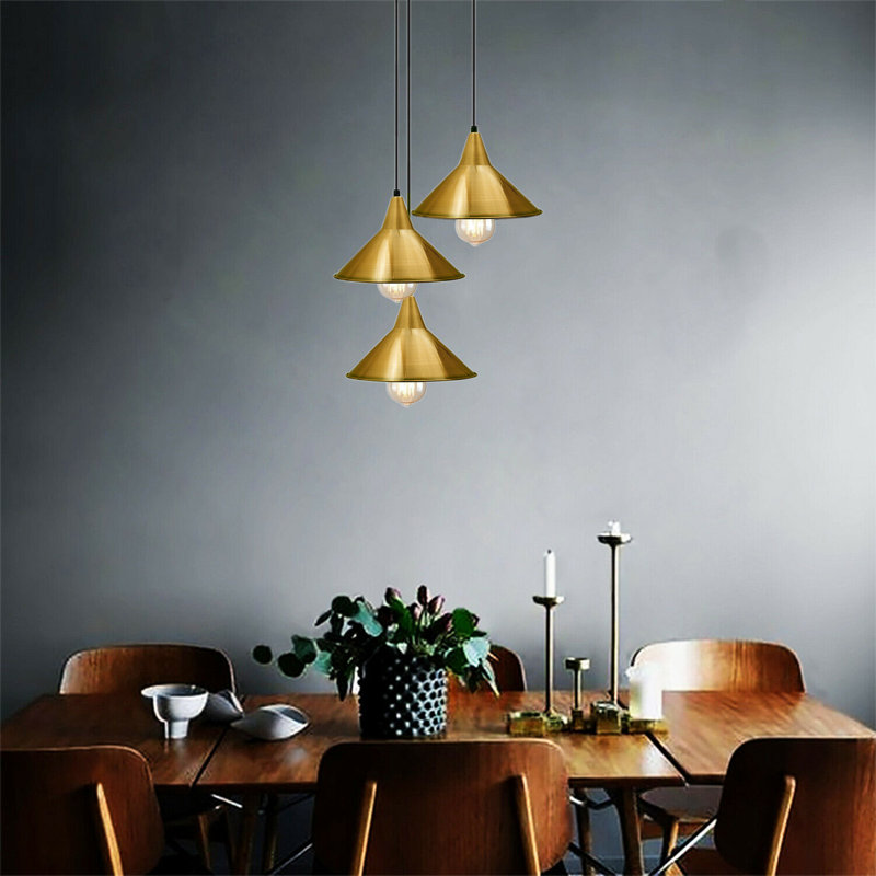 Rosenthal 3-Light Cluster Cone Pendant, Yellow Brass